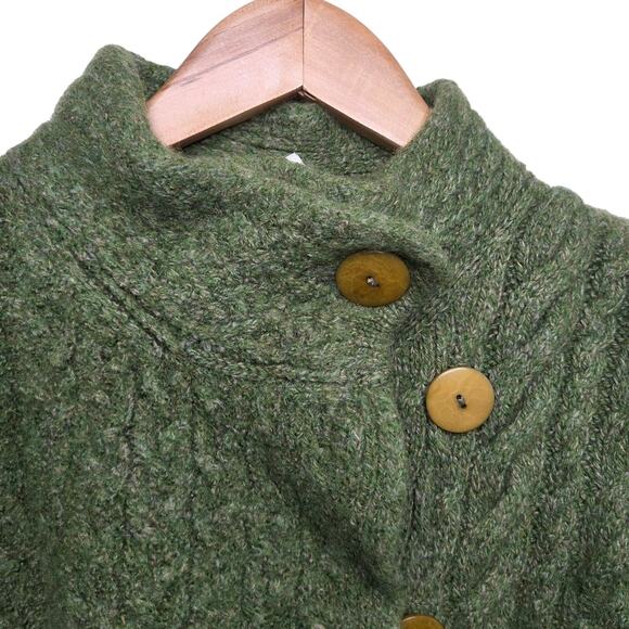 Carraig Donn Women 100% Merino Wool Green Cable Knit Sweater Ireland Heritage - Picture 5 of 12